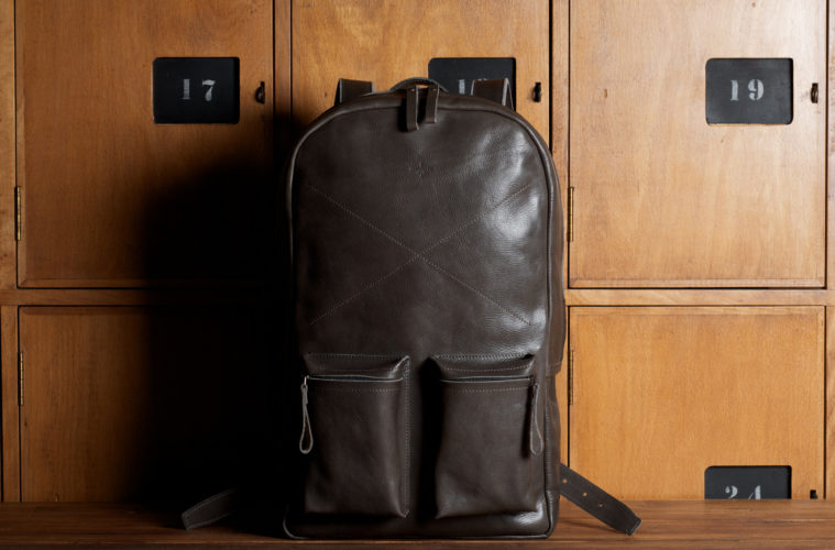 old school leather backpack