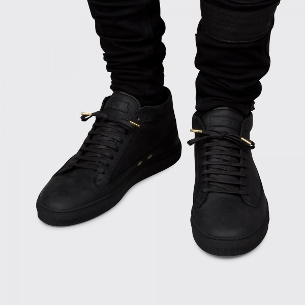black mid top sneakers